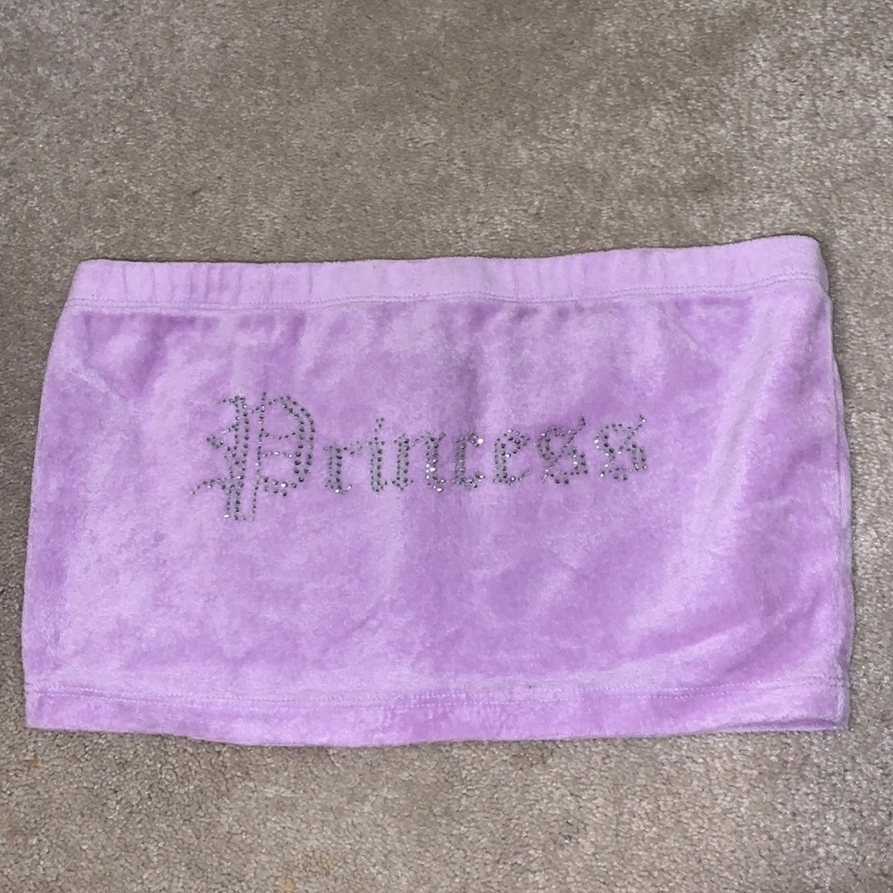Forever 21 velour princess rhinestone cropped tube top